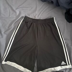 Adidas Black Shorts with White Stripes